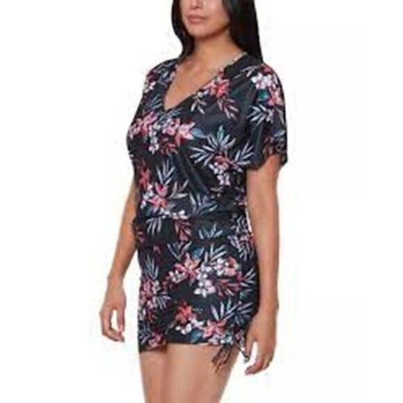 Bar III Other - 643 Bar III Tropical Escape Floral-Print Caftan Cover-Up BLACK MULTI XL new